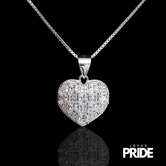 Collar Corazón Latido Eterno 50cm Plata Italiana 925