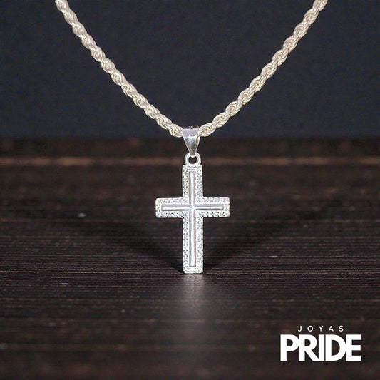 Colgante Cruz Bravura Plata Italiana 925