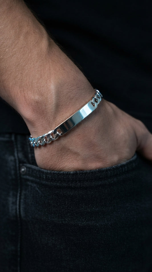 Pulsera Grumet Piocha 1cm Ancho Plata Italiana 925
