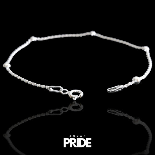 Pulsera Tourbillón Pelotitas Plata Italiana 925