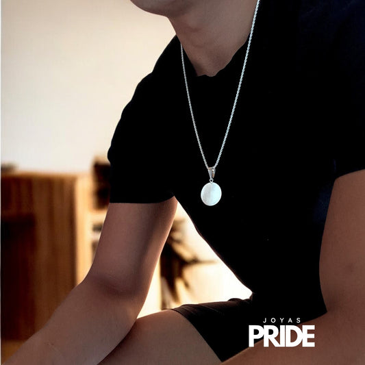 Colgante Medalla Mediana Lisa Plata Italiana 980