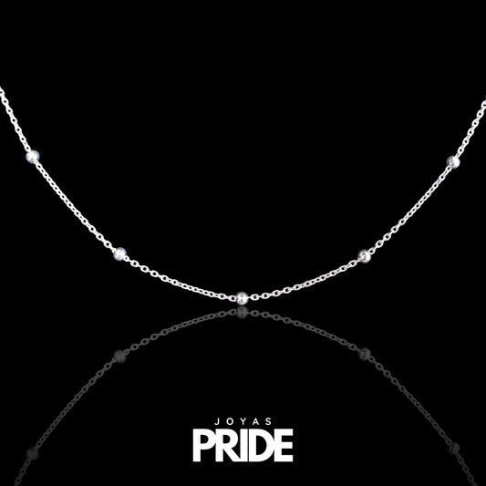 Collar Esferas Divinas 50cm Plata Italiana 925