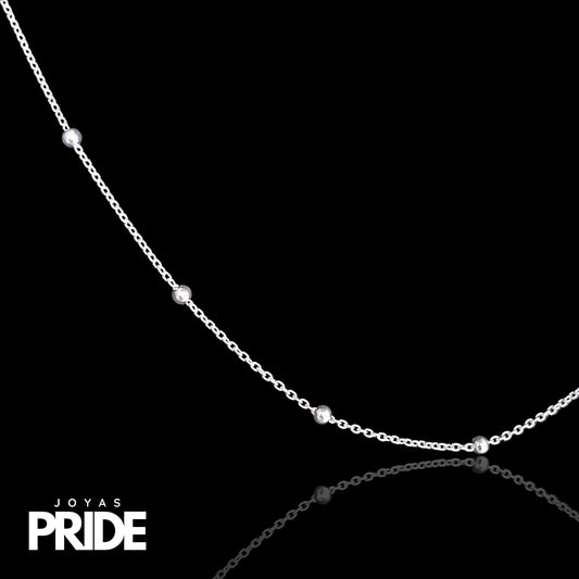 Collar Esferas Divinas 50cm Plata Italiana 925