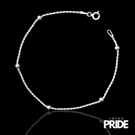 Pulsera Tourbillón Pelotitas Plata Italiana 925