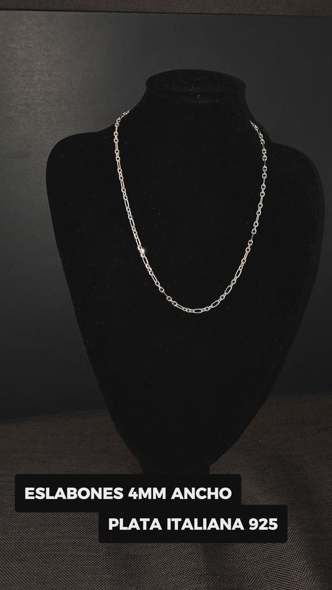 Cadena Eslabones 4mm Ancho - 50cm Plata Italiana 925
