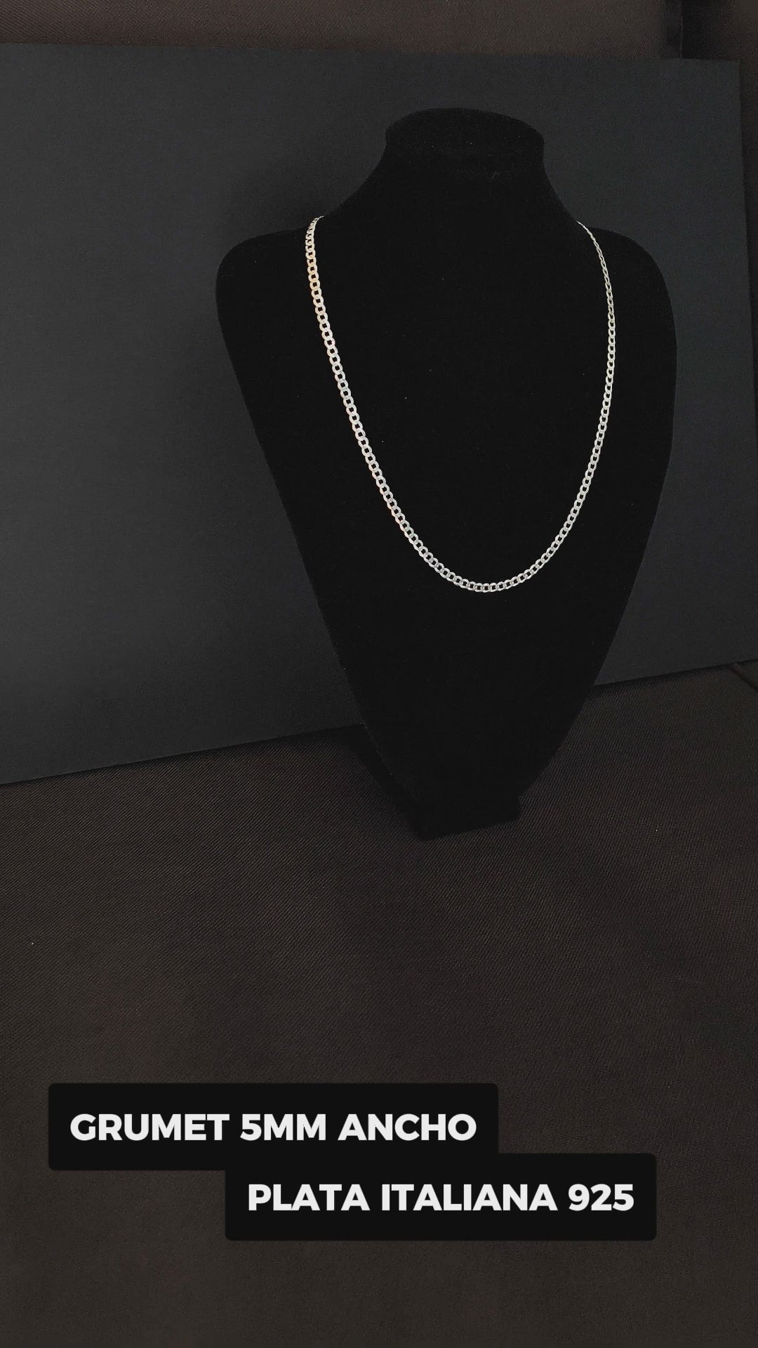 Cadena Grumet 5mm Ancho - 60cm Plata Italiana 925