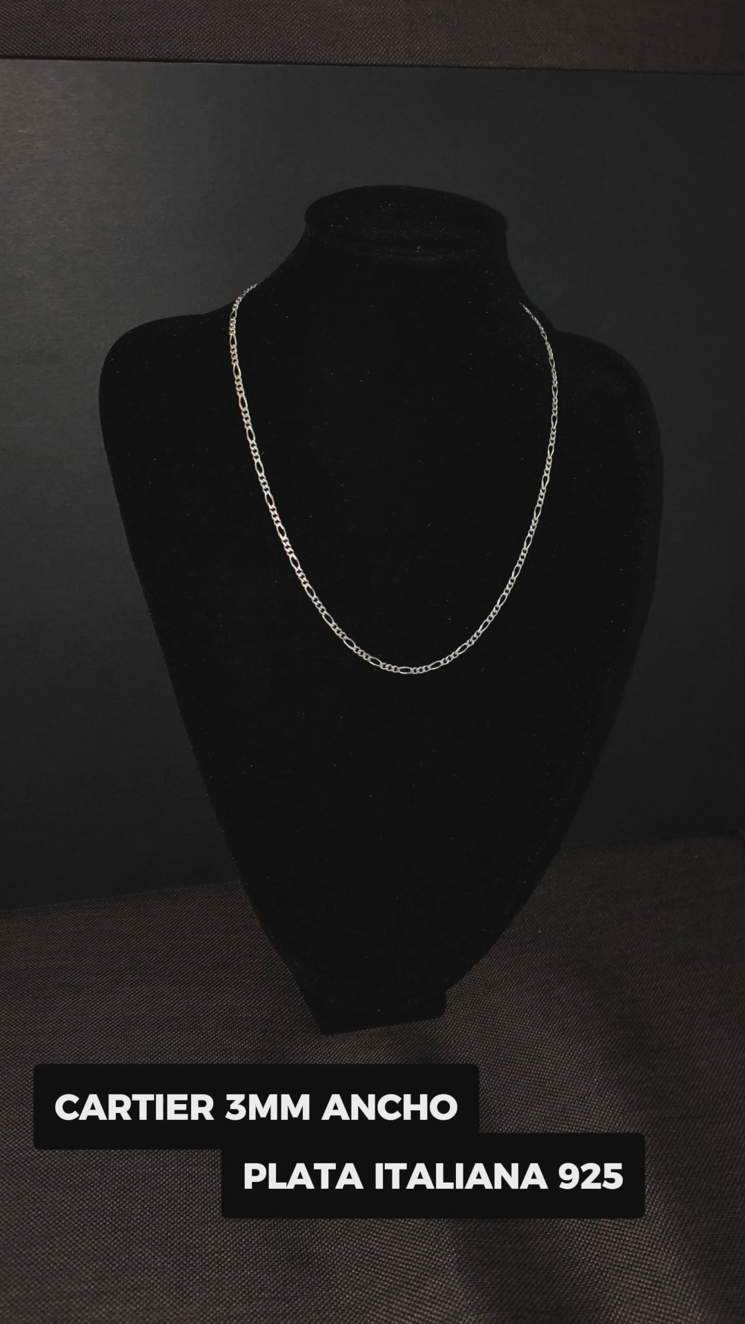 Cadena Cartier 3mm Ancho - 50cm Plata Italiana 925